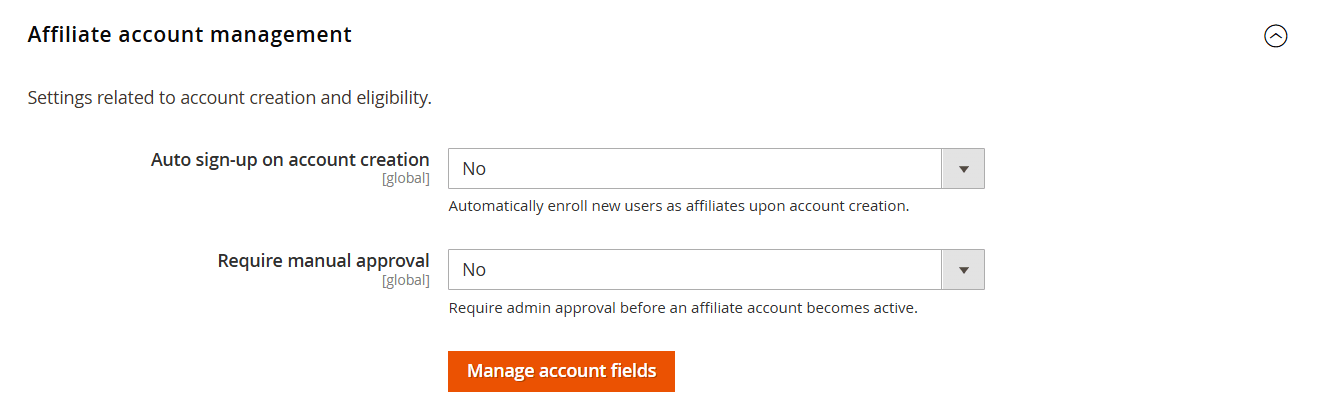 Affiliate account management
