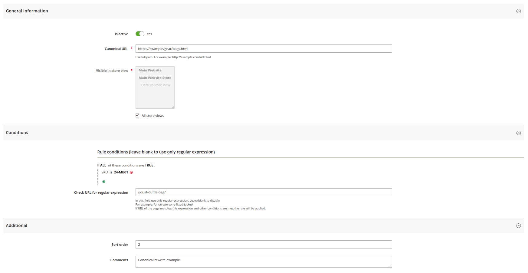 canonical rewrite options
