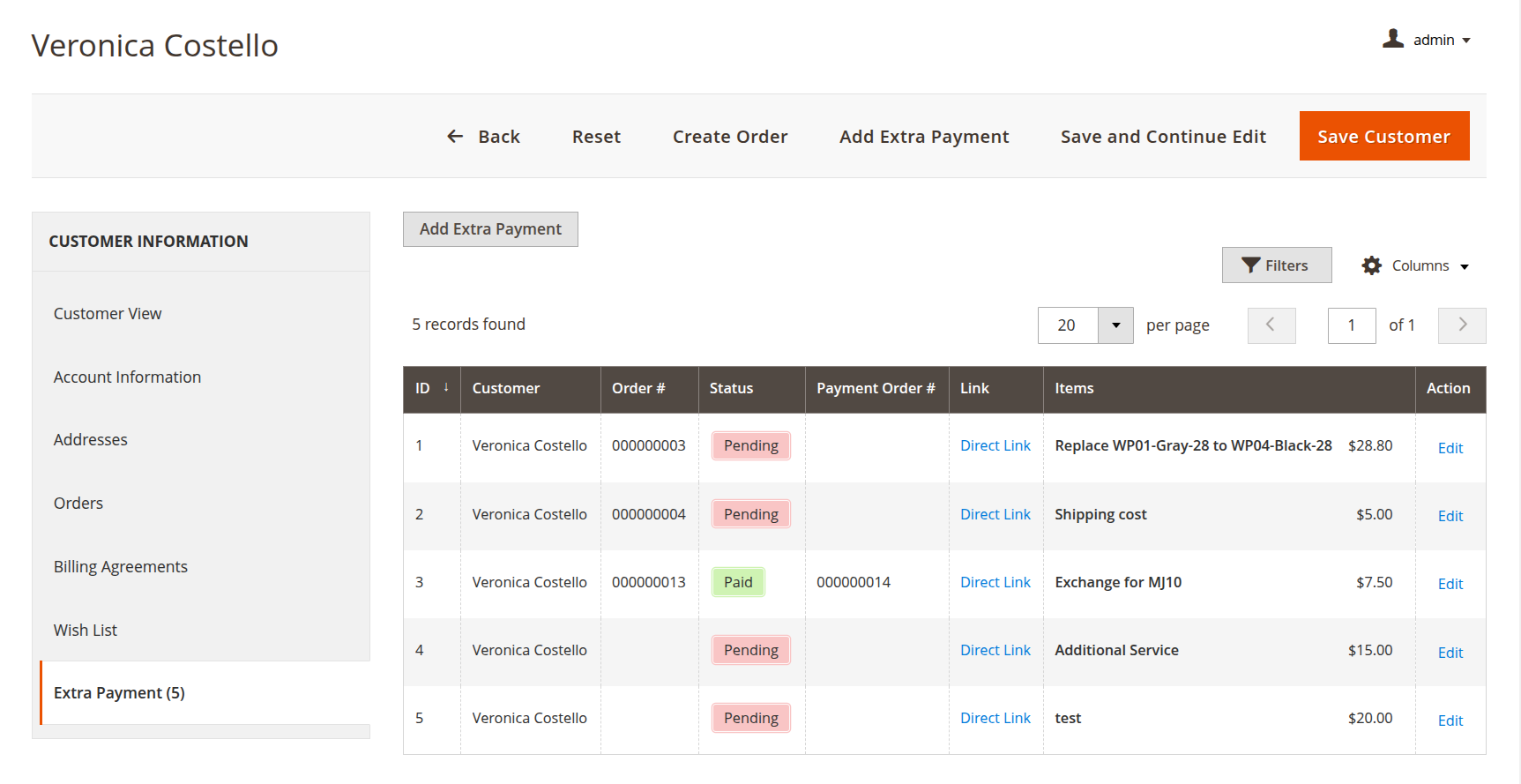 Customer information