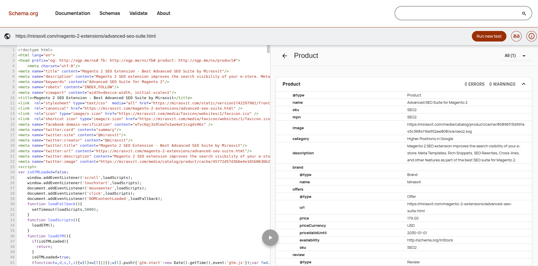 schema validator results details