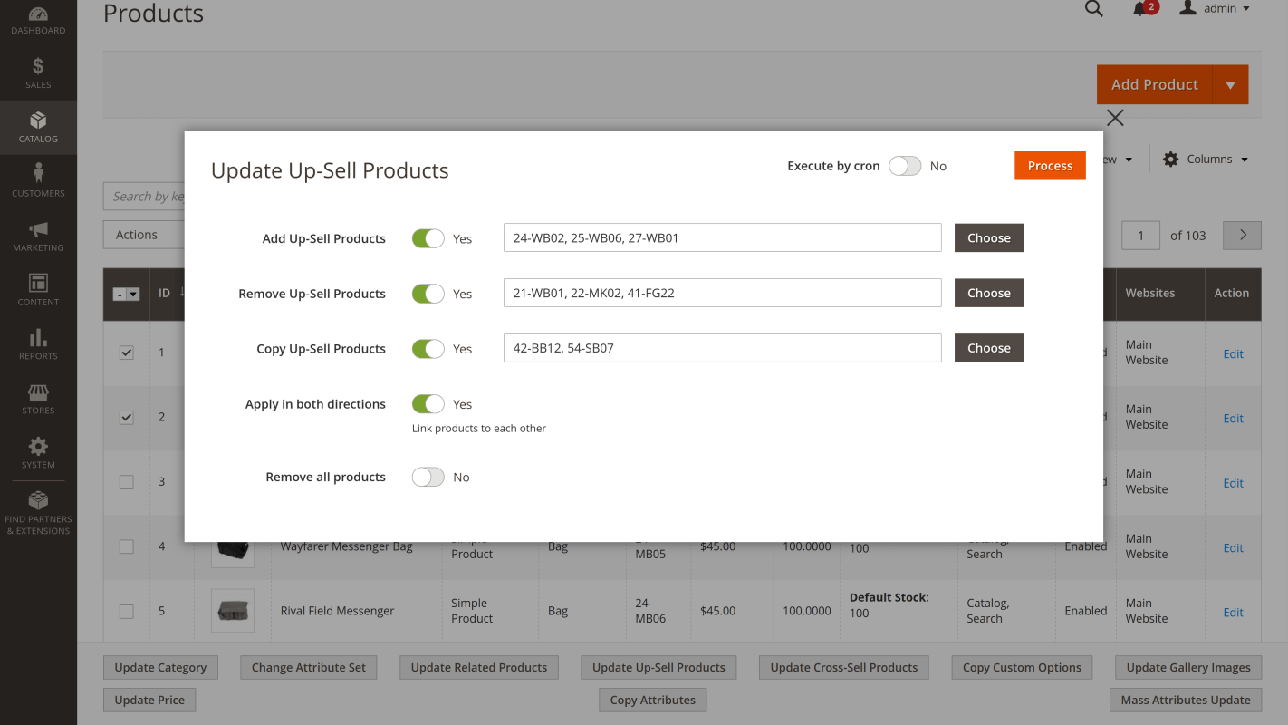 Update up-sell products