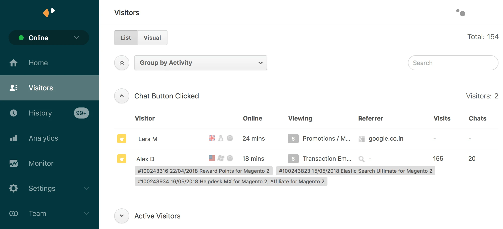 Our Zendesk Chat with extended integration