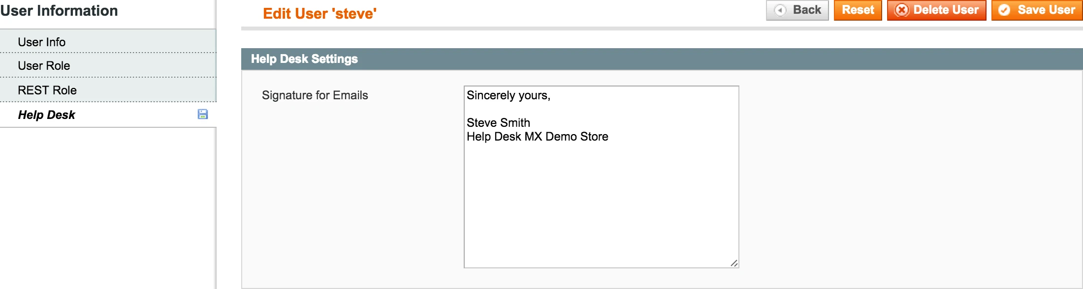 Backend - Signatures for Emails