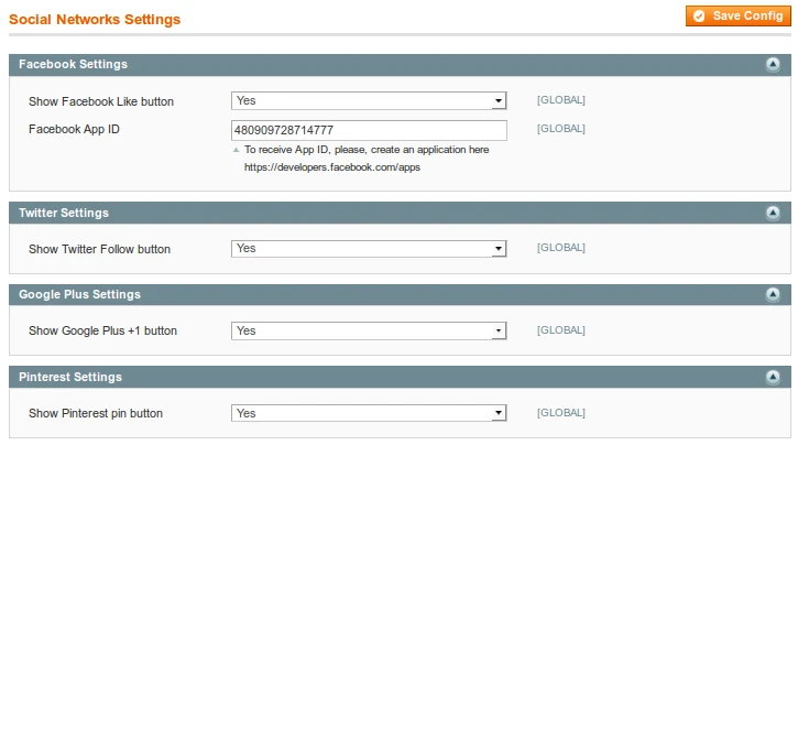 Social Networks Settings