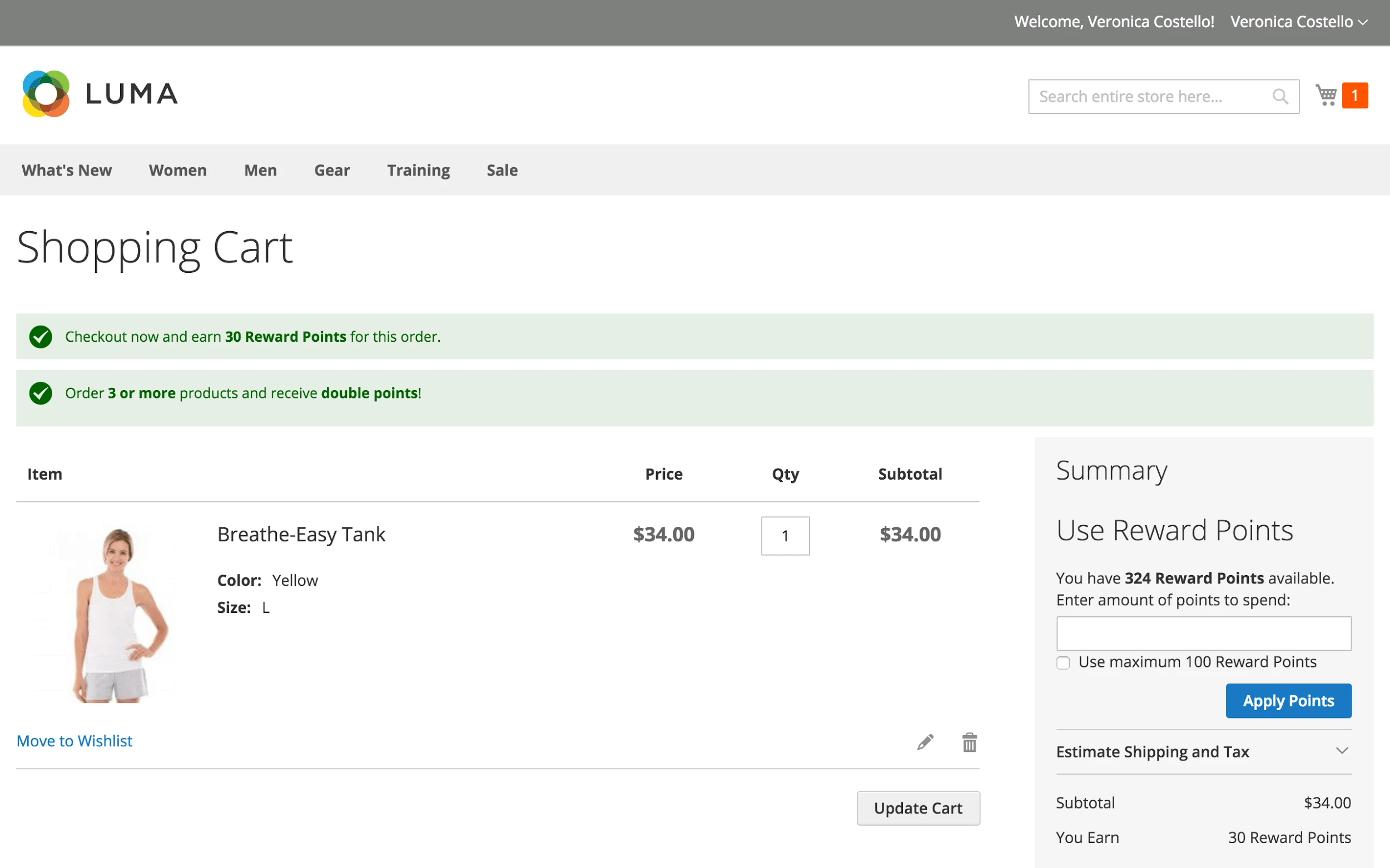 Spending points while checkout in just 1 click.