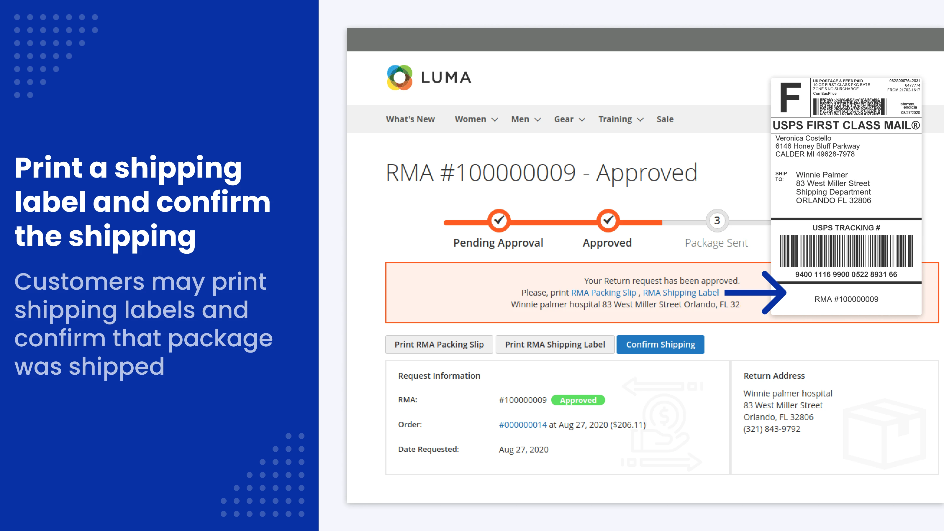 Print a shipping label and confirm the shipping