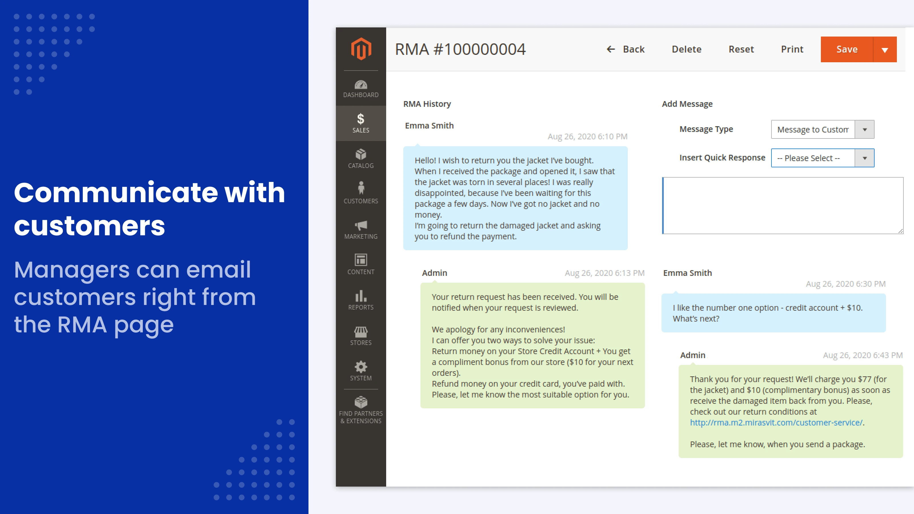 Communicate with customers