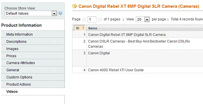 Videos attached to product