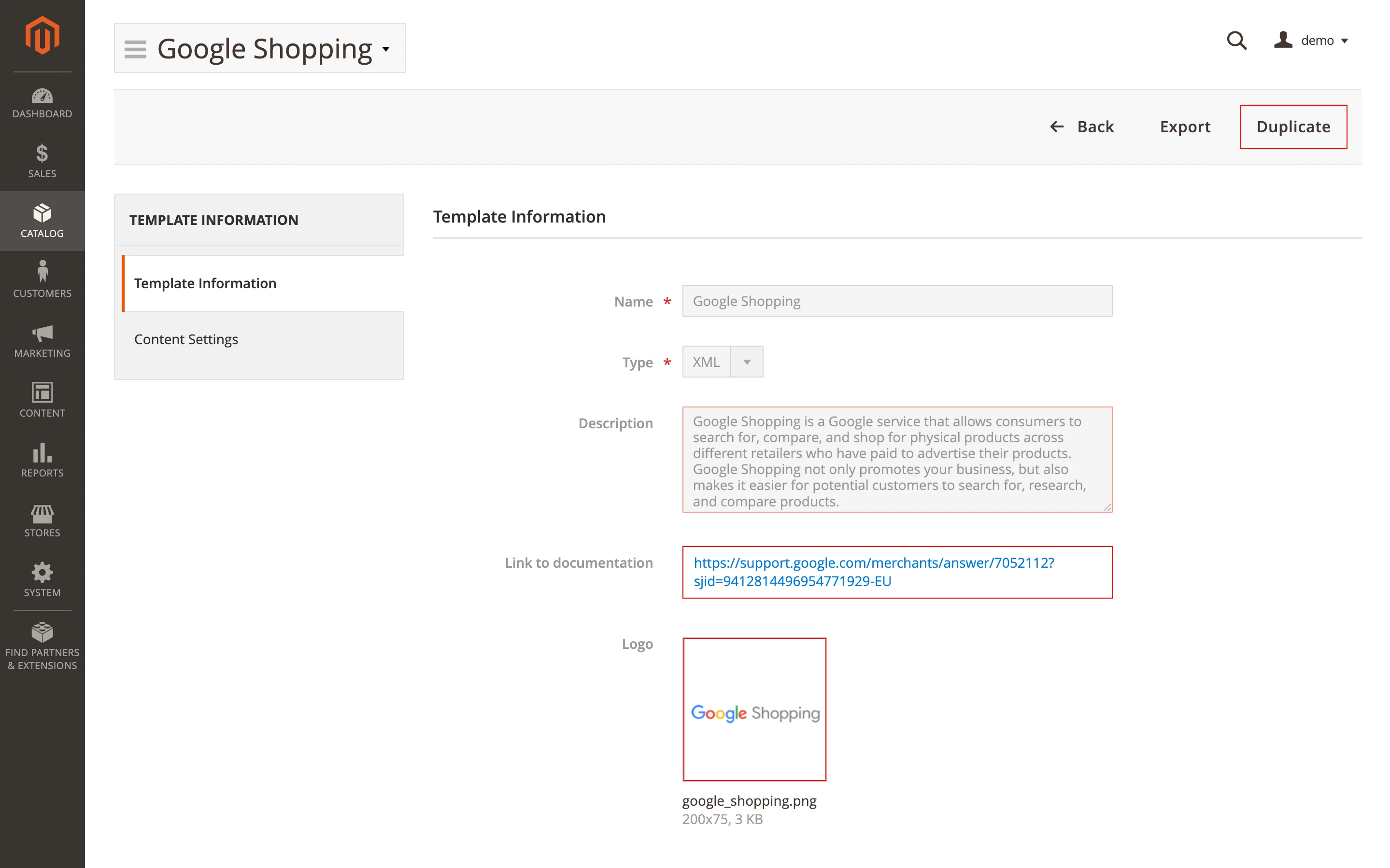 Logo, link and description for feeds and feed templates