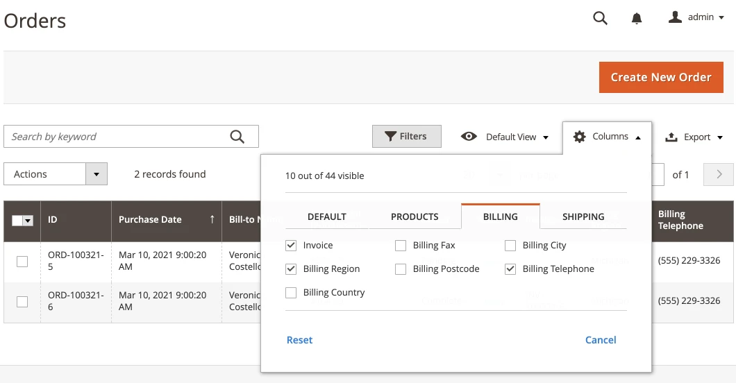 additional columns billing