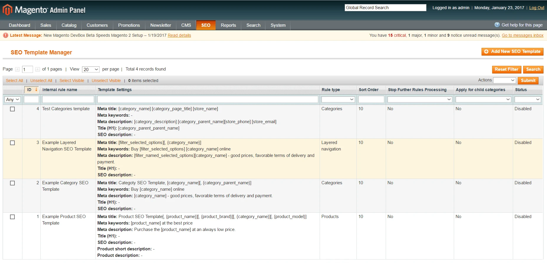 Advanced SEO Suite checklist templates