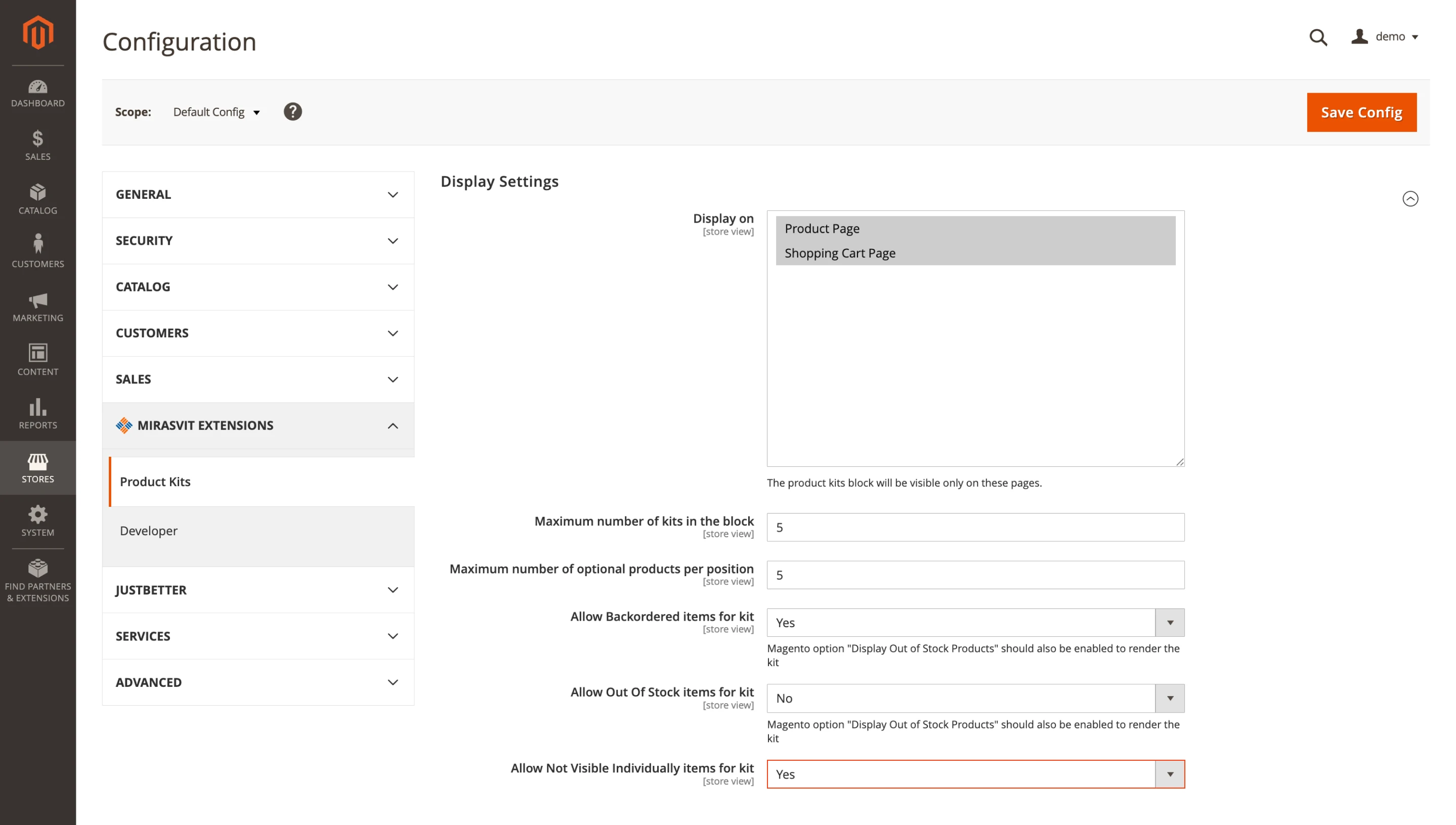 Option: Allow Not Visible Individually items for kit