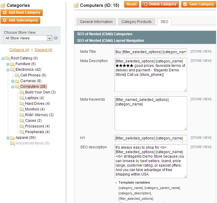 SEO of Nested (Child) Layered Navigation