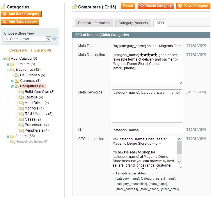 SEO of Nested (Child) Categories)