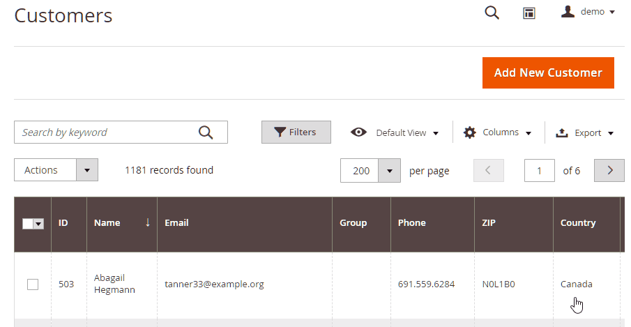 Backend Customer Search