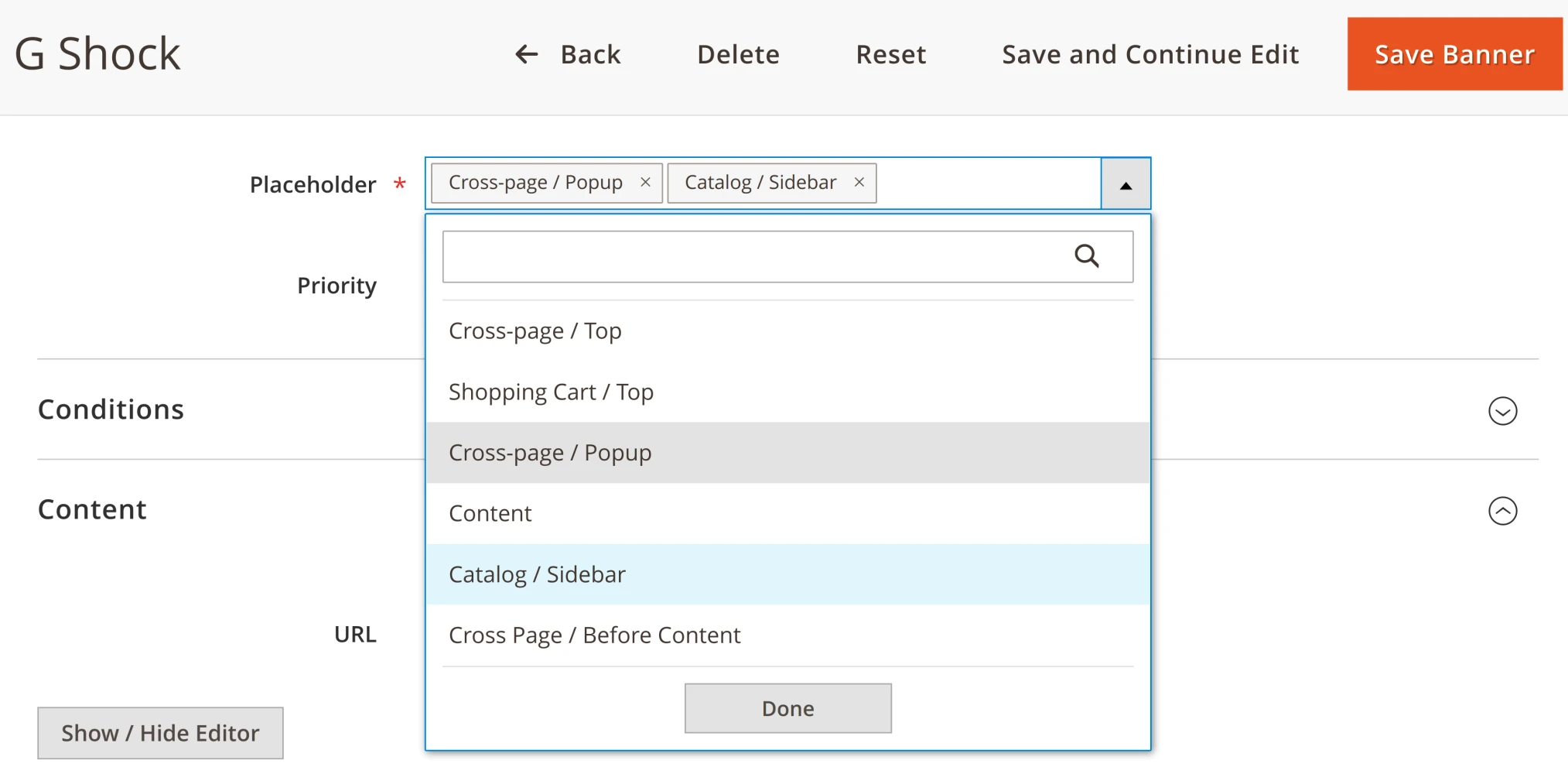 category banner in magento