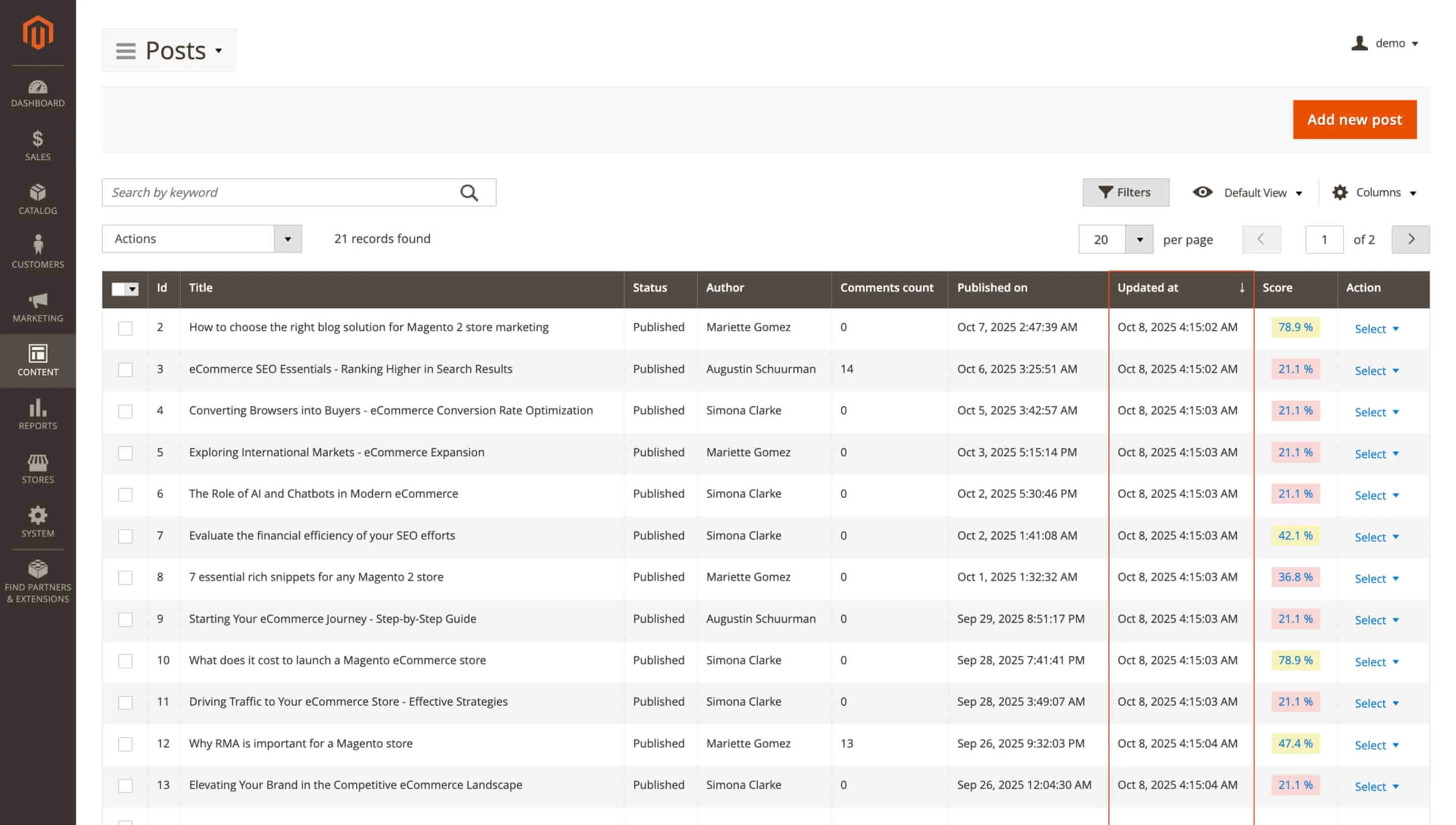 Blog MX updated at column