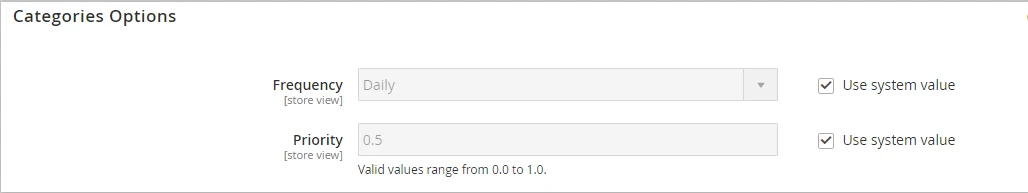 Categories configuration