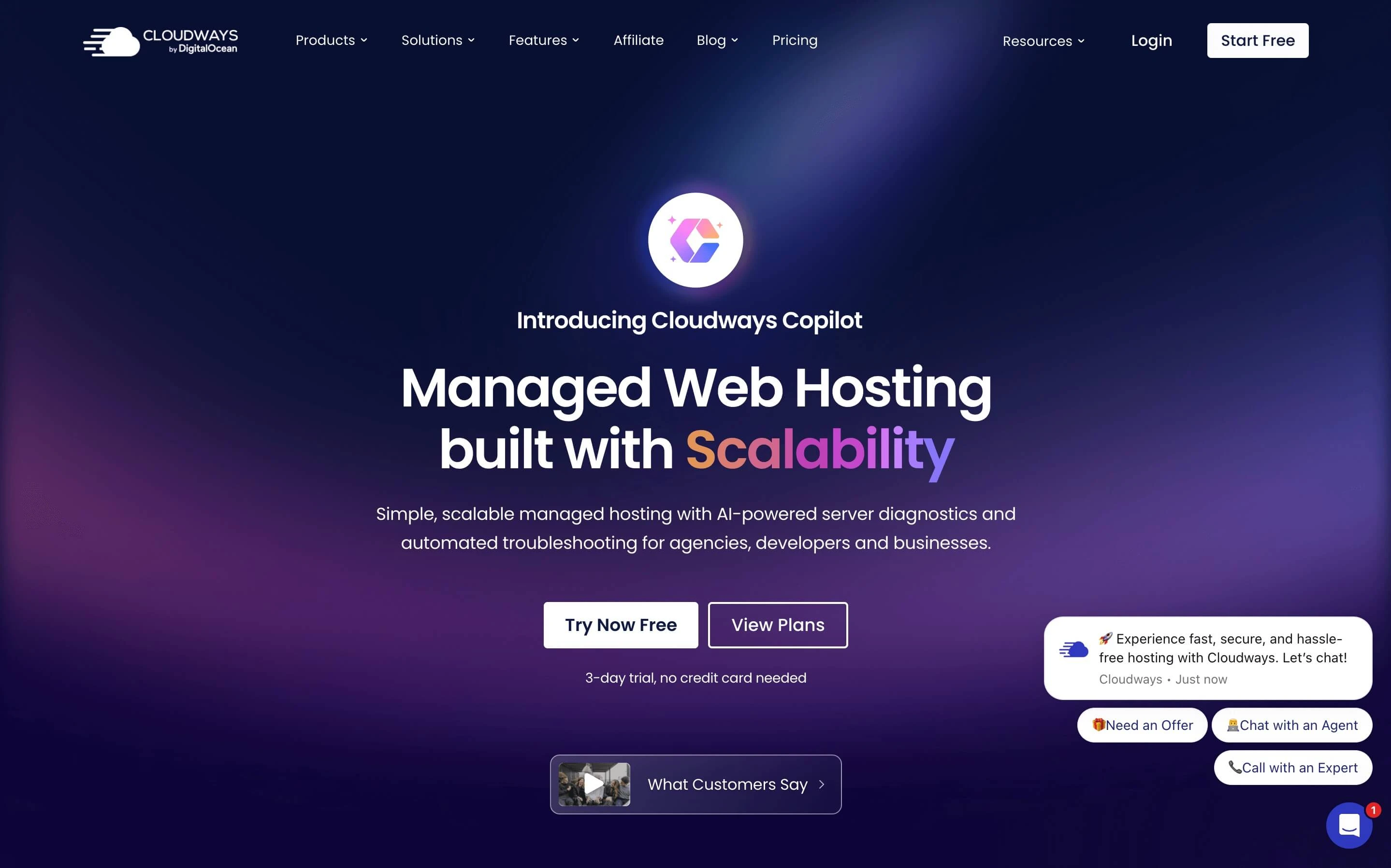 Cloudways hosting home page
