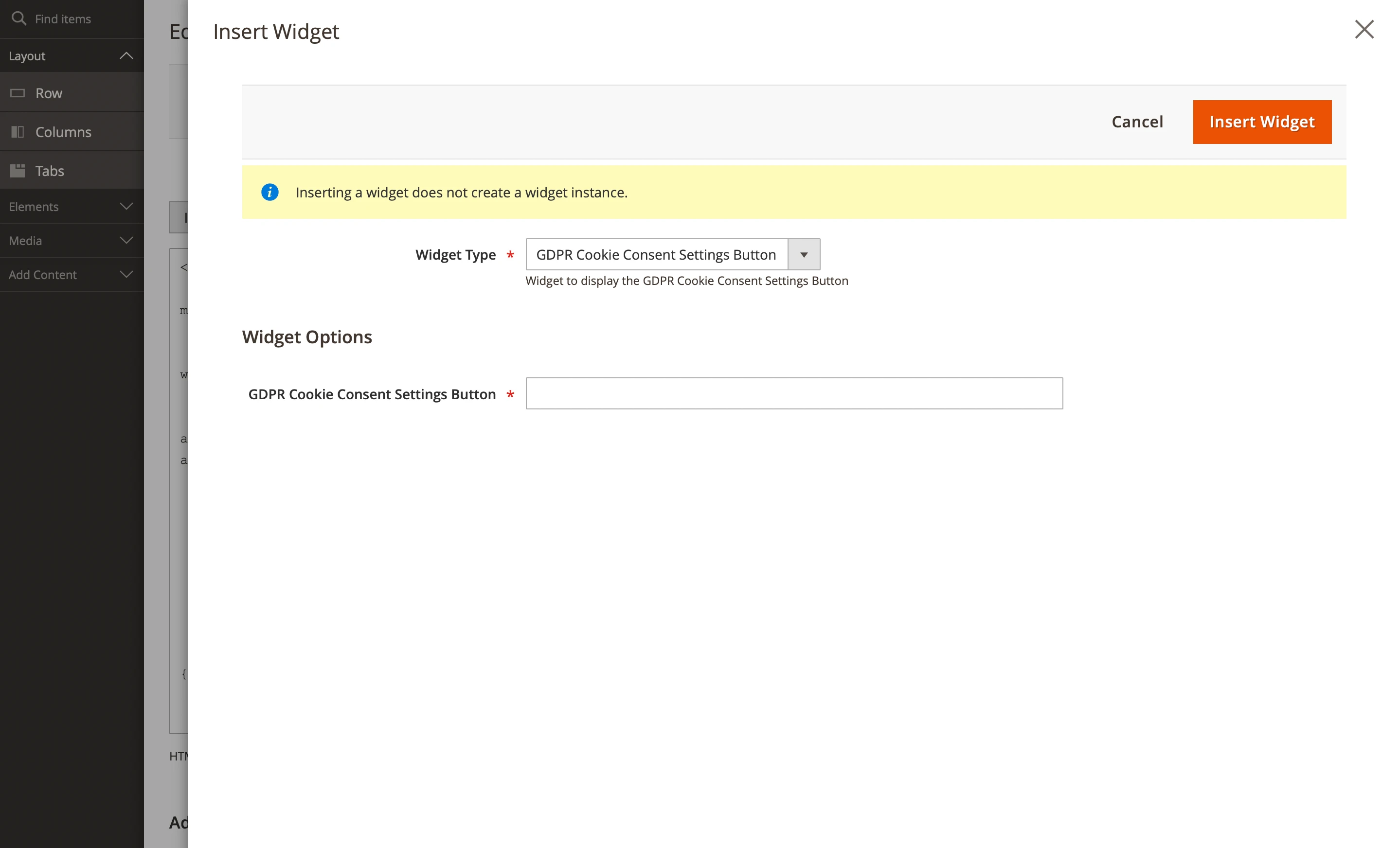 Consent link widget for customizable footers