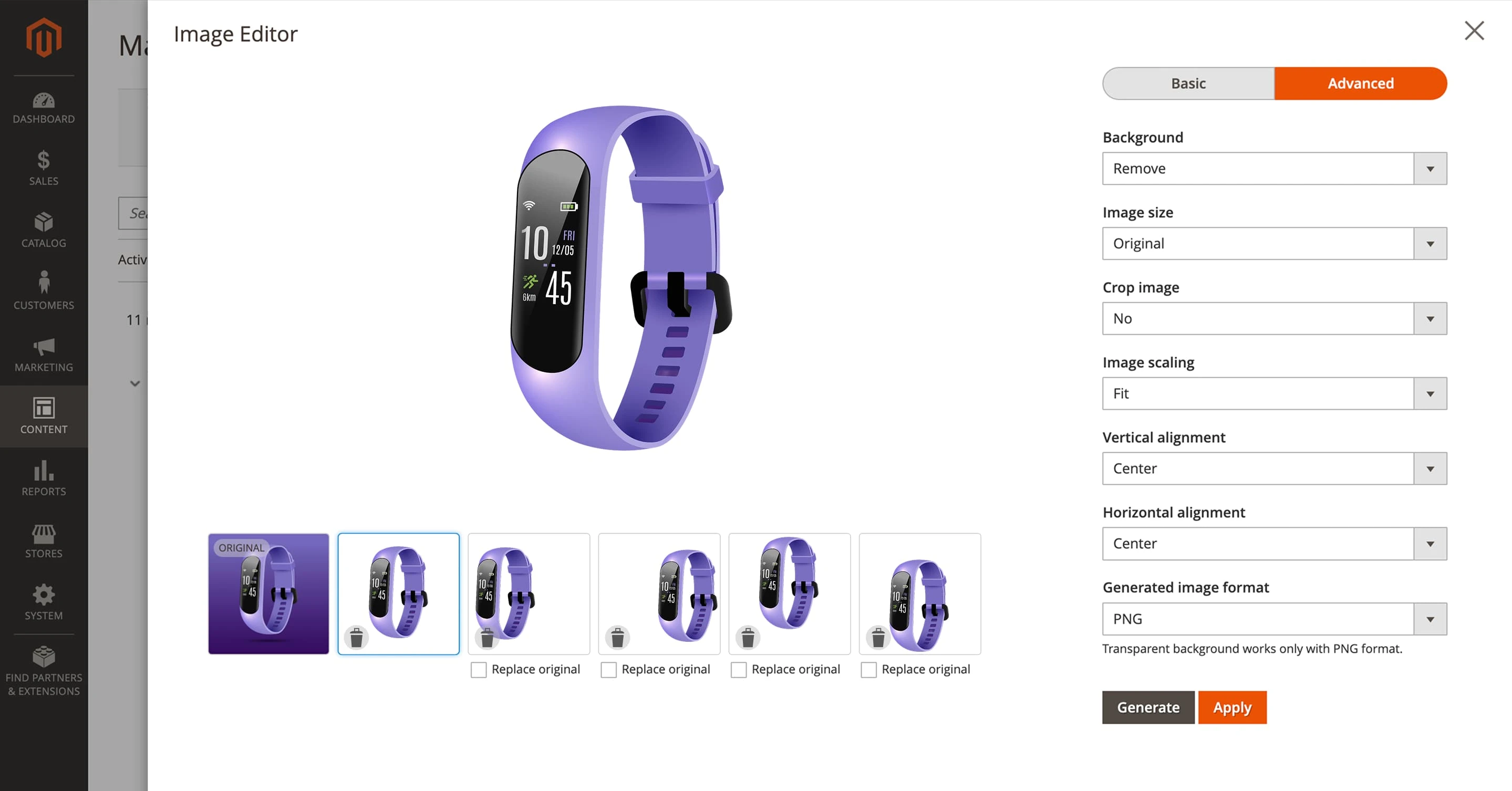 Creating alternative images for testing