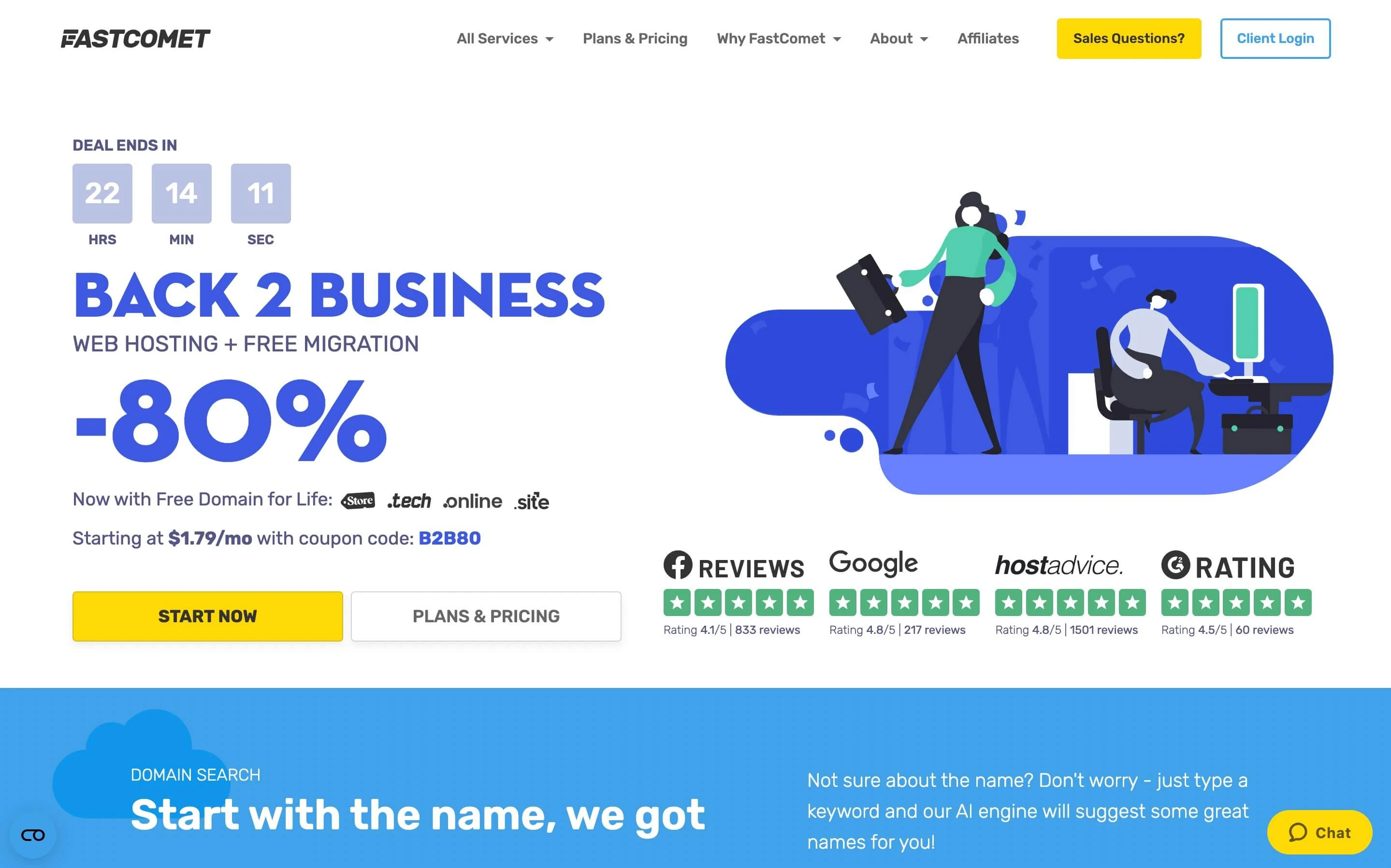 Fastcomet hosting home page