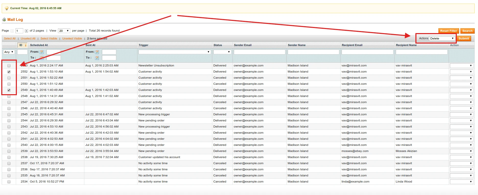 Removing Emails from Queue