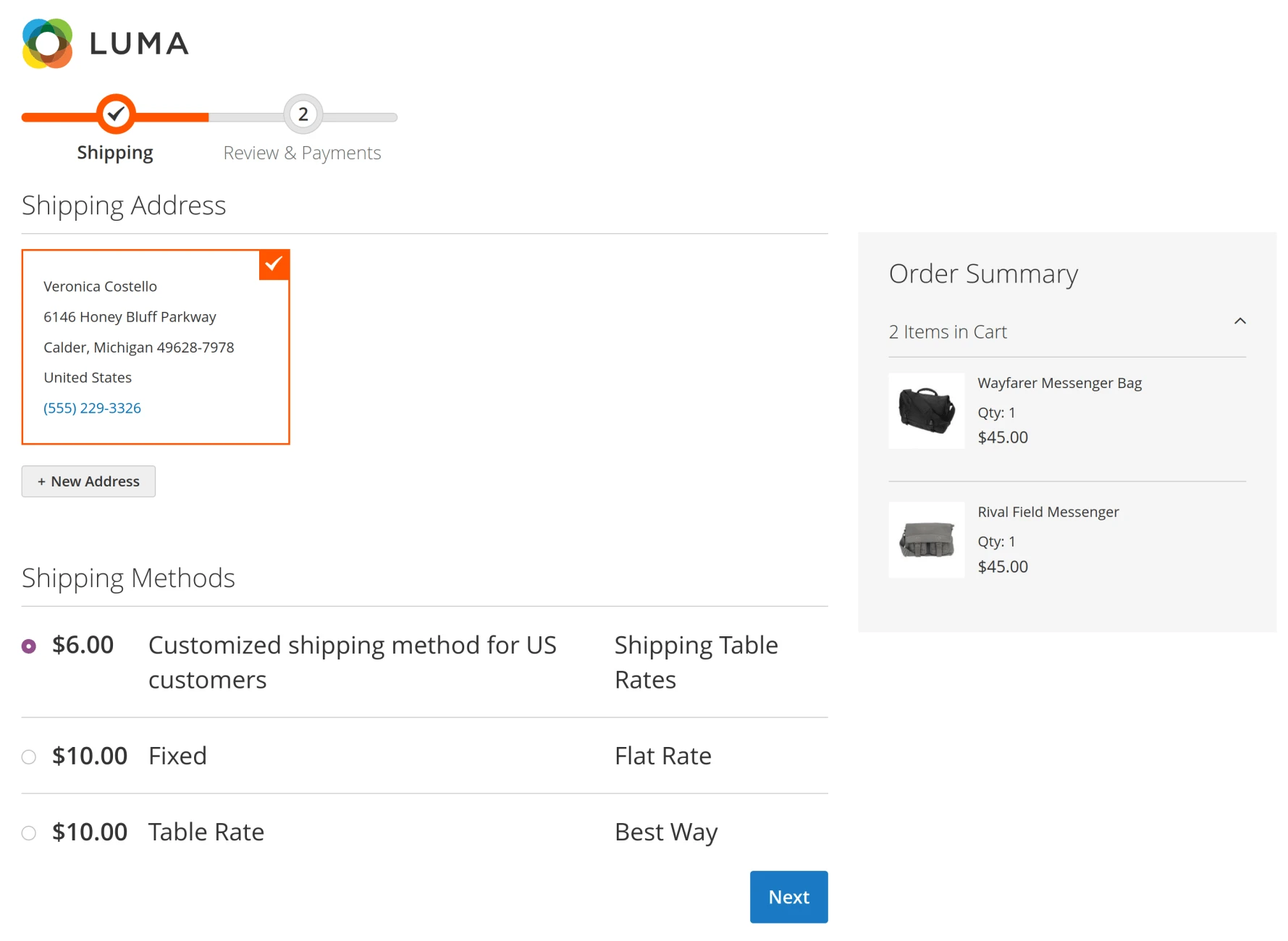 front-shipping-method