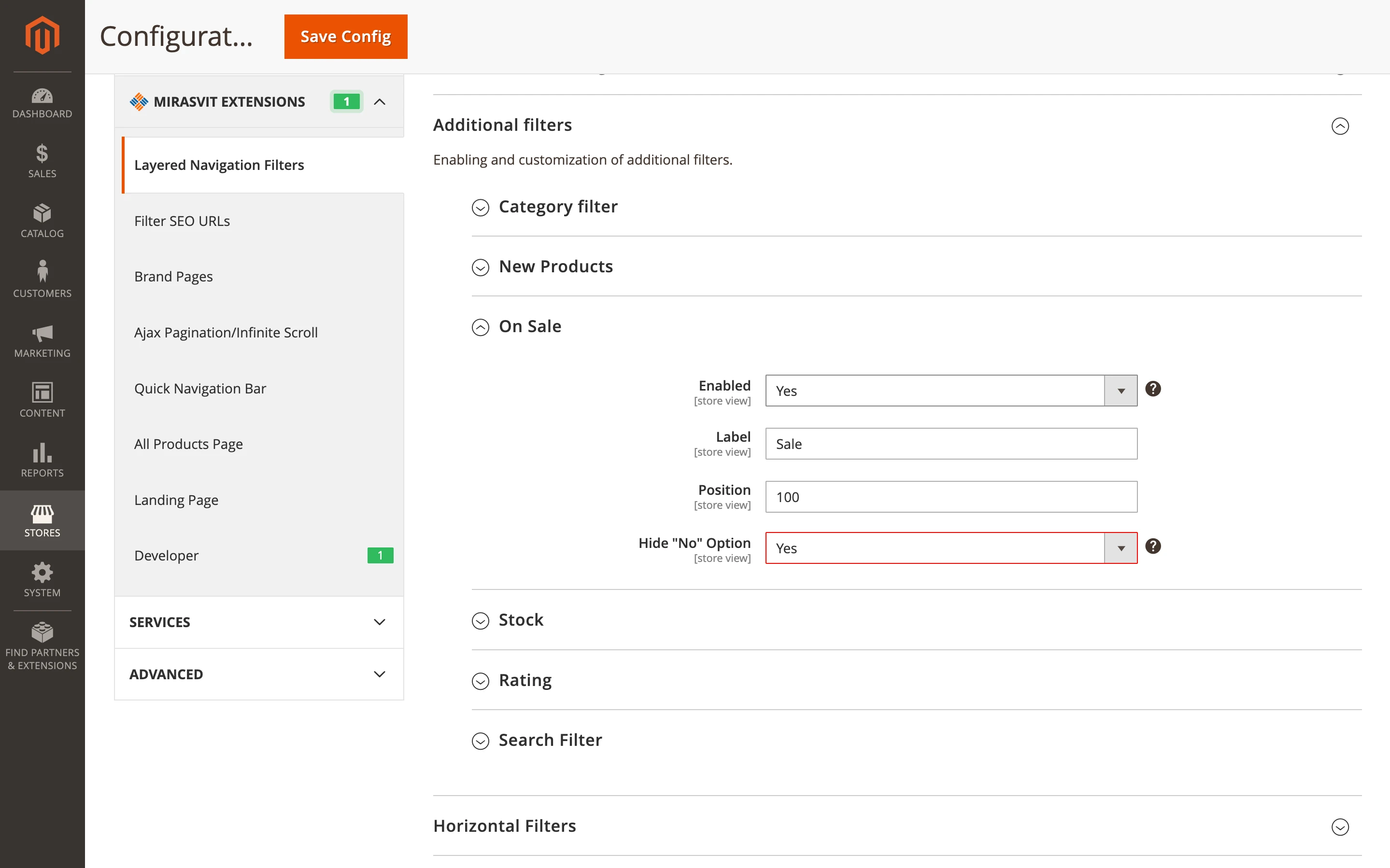 Hide 'No' Option Settings