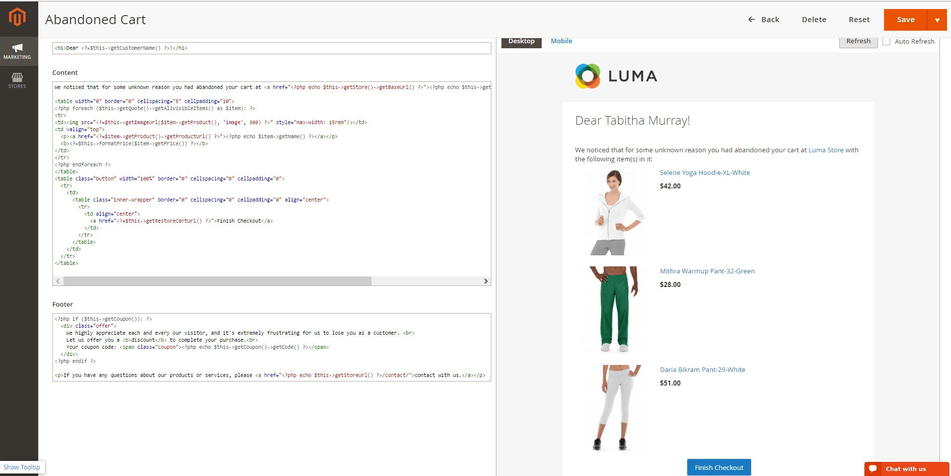 Image 2. Follow Up Email template for Abandonment Cart trigger.