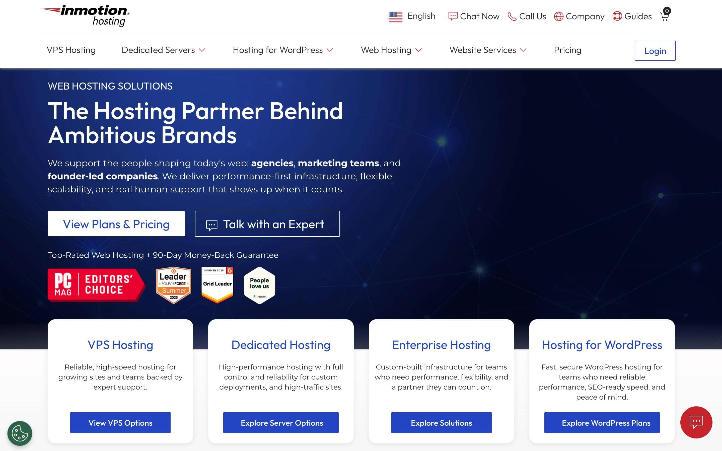 InMotion hosting home page