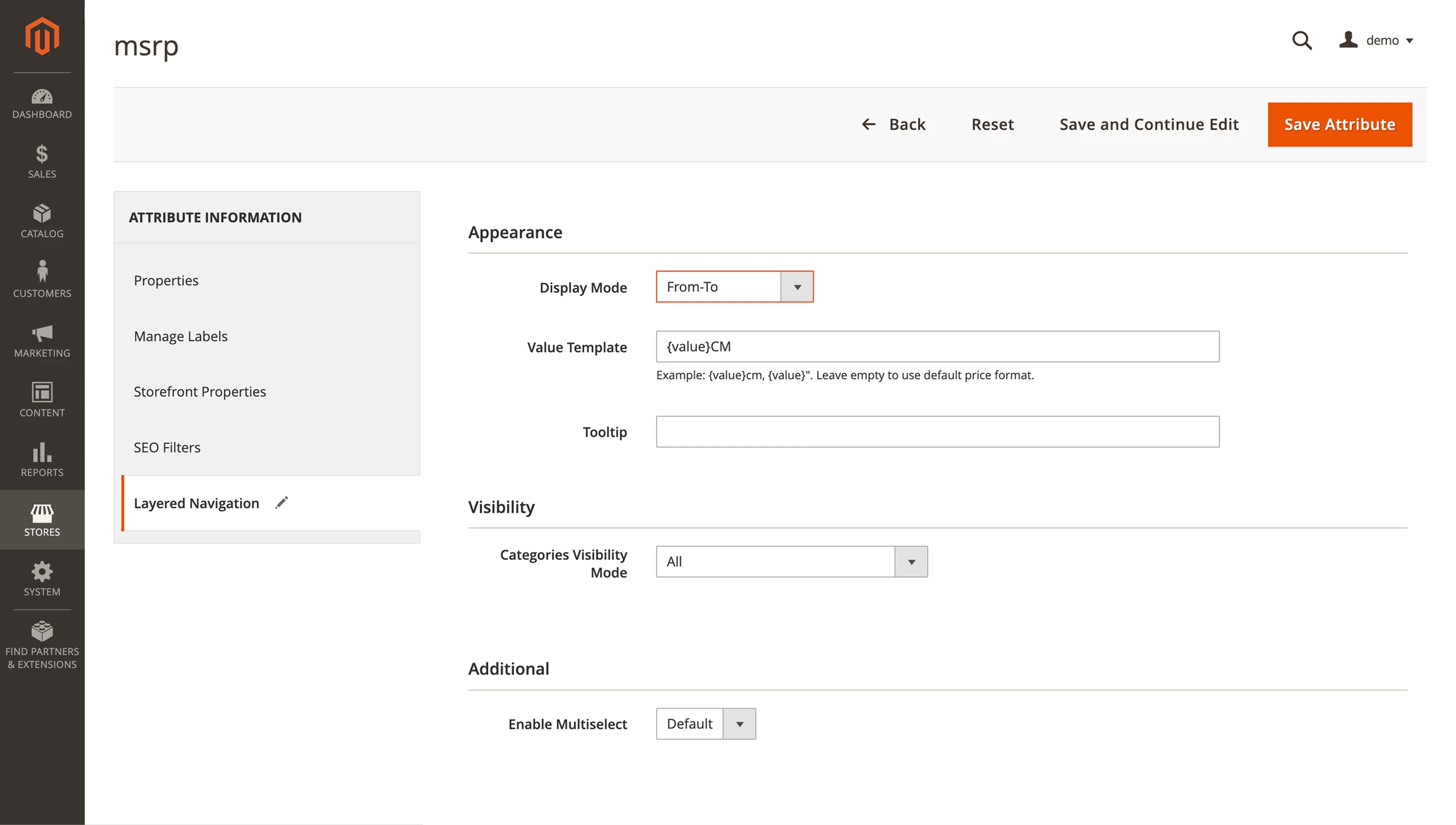 Layered Navigation price slider value