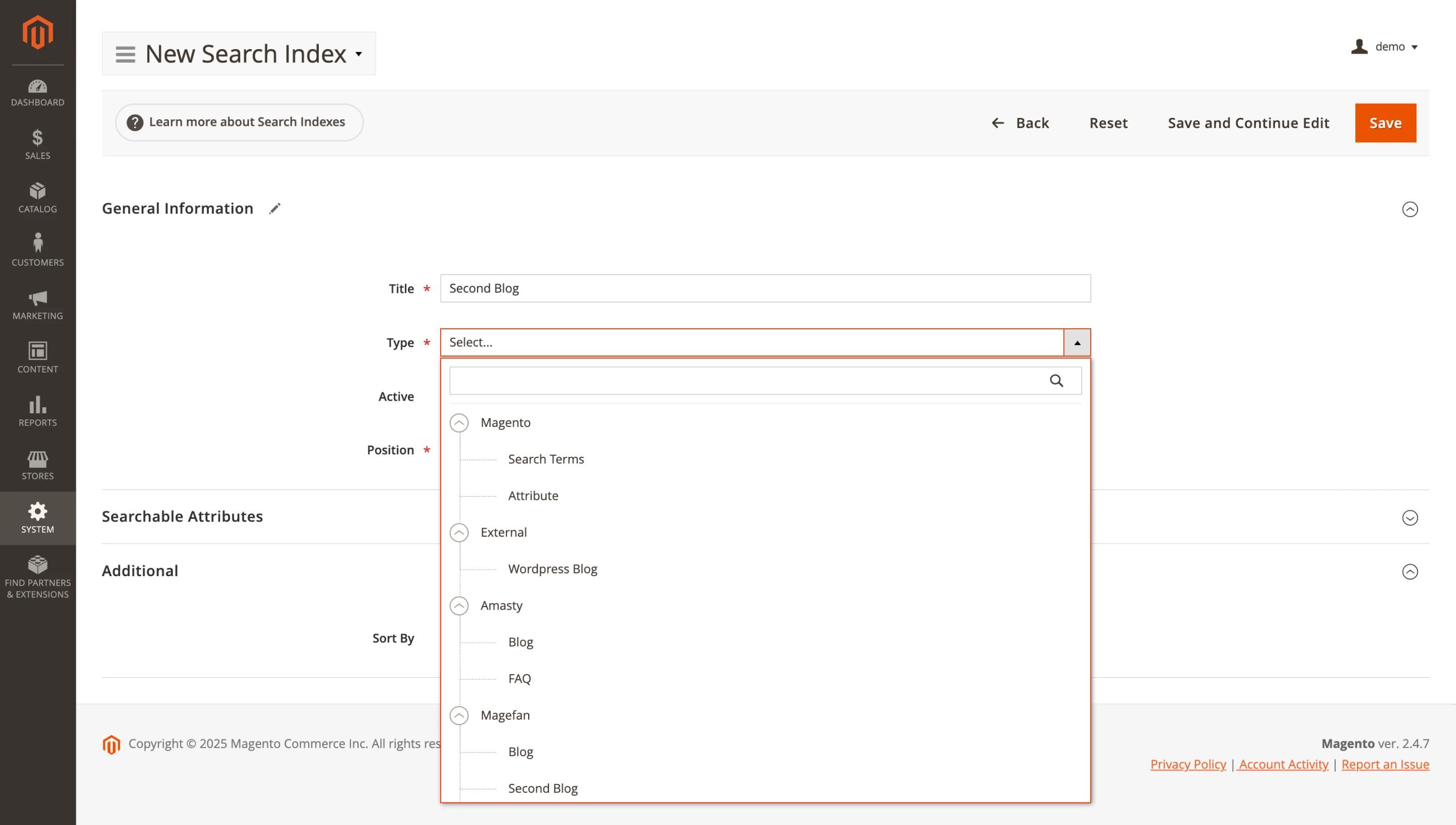 Magefan multi blog search index