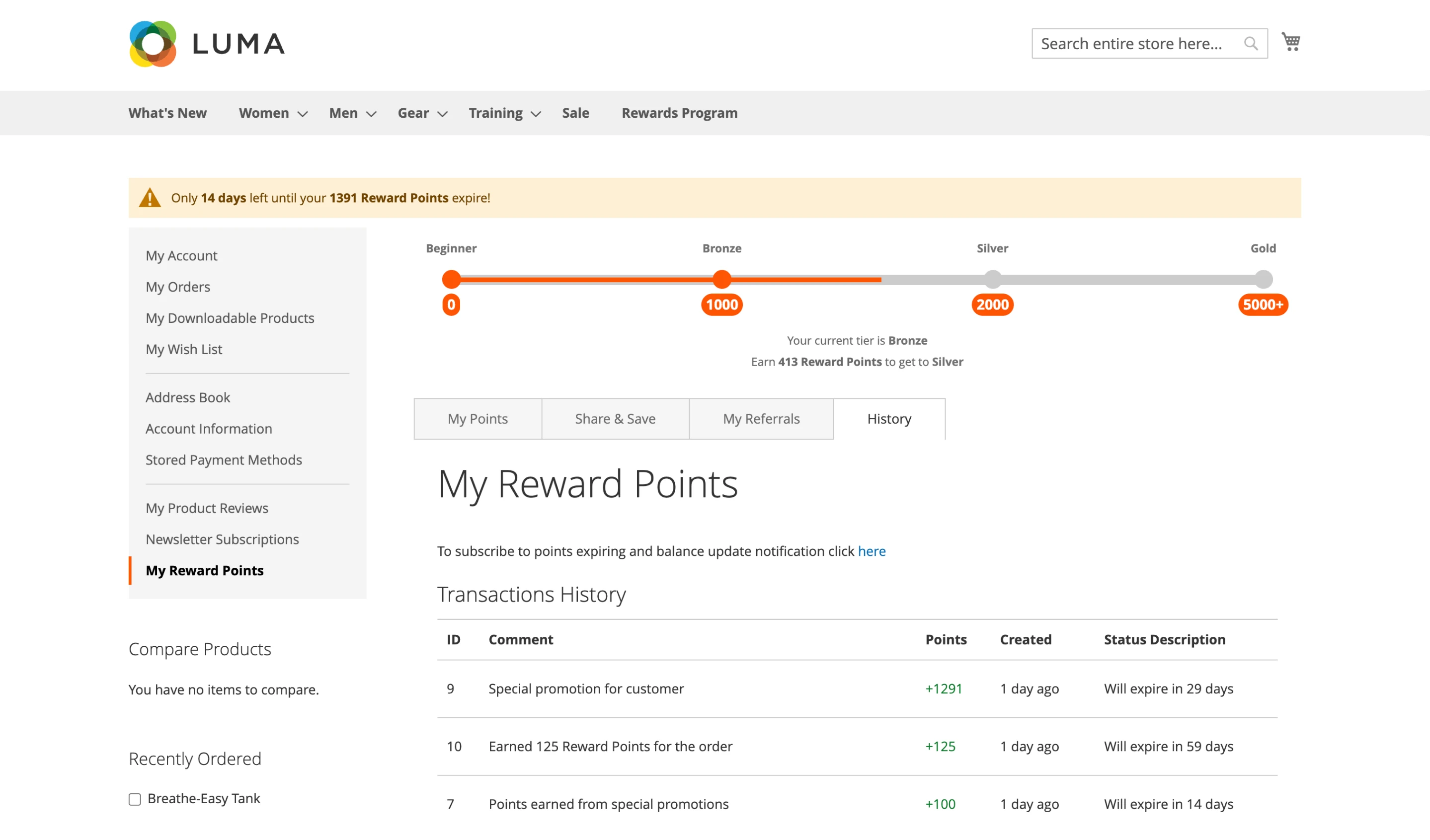 Mirasvit refer friends customer reward points