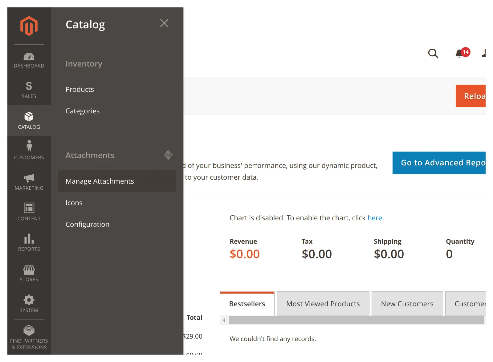 Manage Attachments page in Mirasvit Product Attachment Magento 2 extension