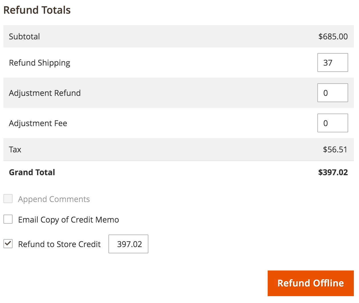 magento 2 refund to credit