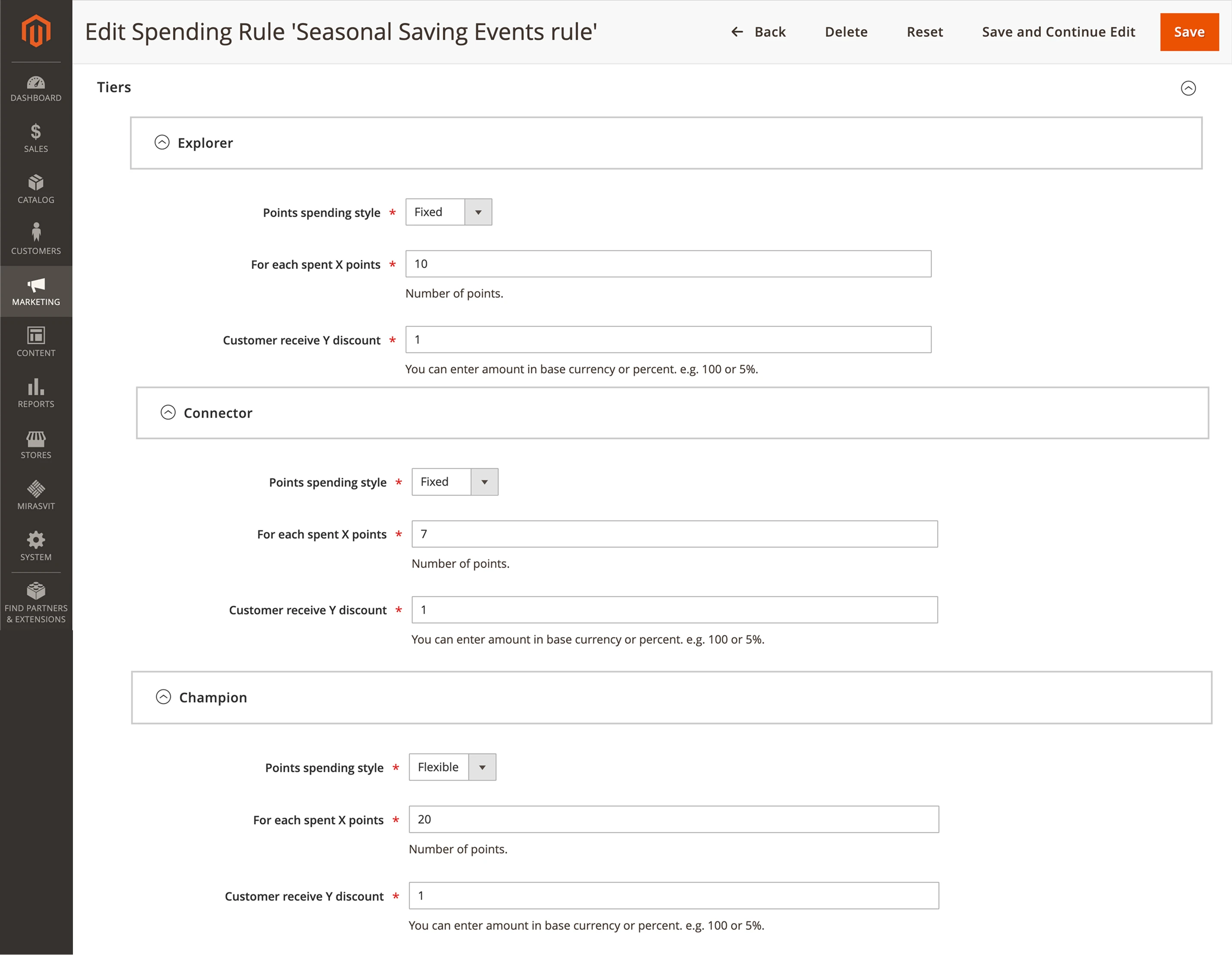 Seasonal saving rule