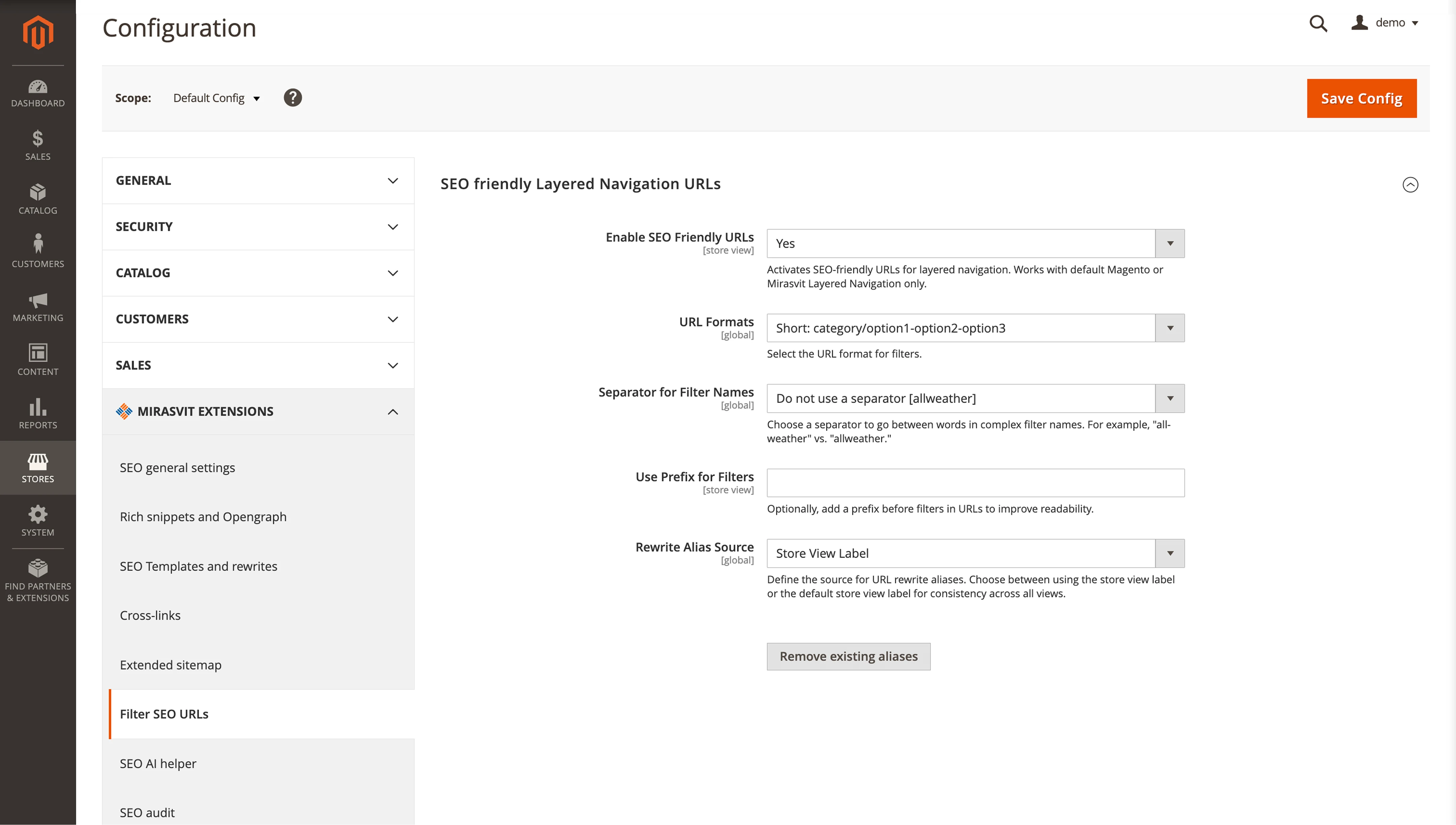 SEO friendly URL configuration