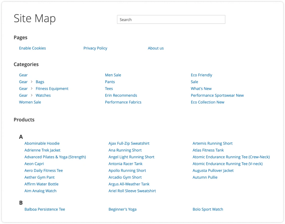 HTML sitemap in Mirasvit SEO Suite Ultimate extension for Magento 2.