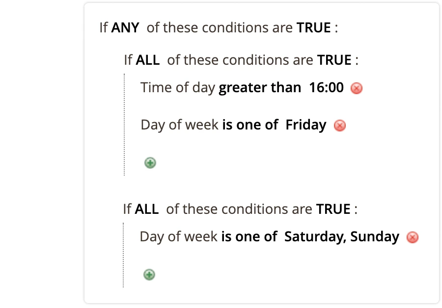 shipping date and time conditions