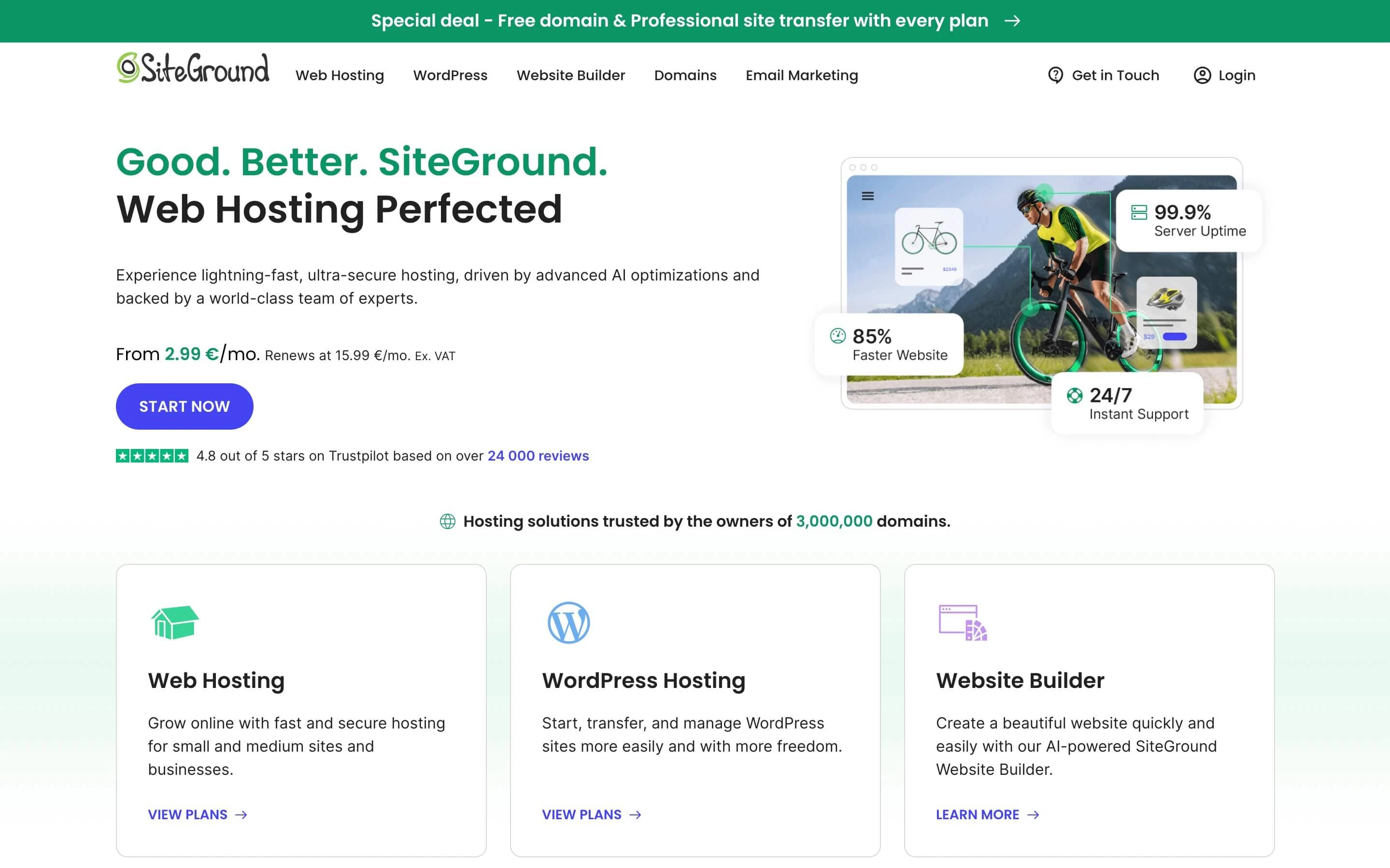 SiteGround hosting home page