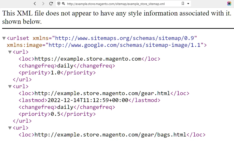 A red pop-up message appears above the sitemap creation tab