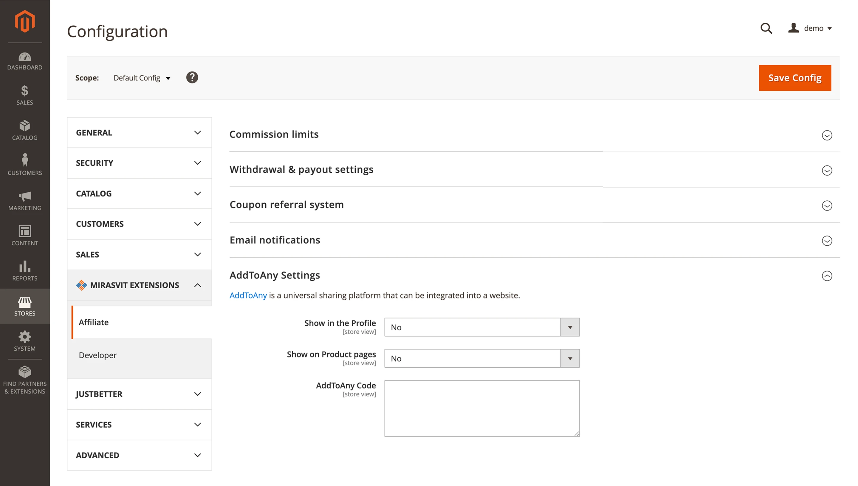 Export settings for custom reports