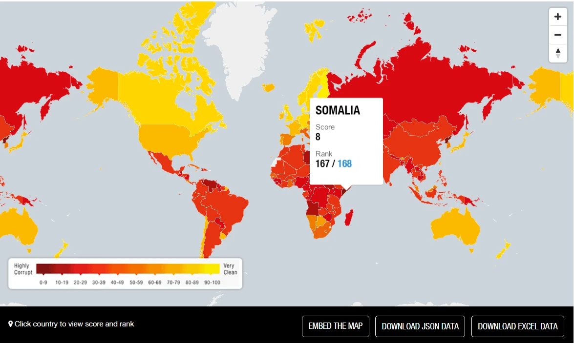 Transparency International Interactive Score Map